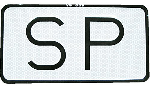 Cofan Placa SP V-9 Servicio público | Medidas 15 X 7,5 cm y 22,5 X 12 cm. | Fabricada en aluminio + laminado retro reflectante en color blanco