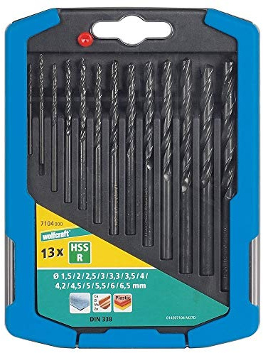 wolfcraft Metallbohrer-Set HSS rollgewalzt, Ø 1,5-6,5 mm, 13-tlg. I 7104000 I Für Bohrungen in Metall