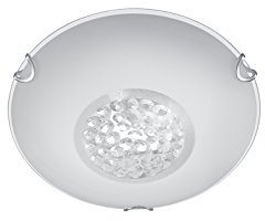 Trio Leuchten Deckenleuchte 604000106 Cormint, Metall chromfarbig, mitte klare Glasperlendeko, Glas weiß/Rand klar, exkl. 1 x E27