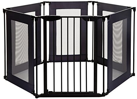 Dreambaby F2031(BB) Brooklyn 3-in-1 Converta Laufgitter & Schutzgitter - Gewebe/Metall Paneele (passend 85.5-375cm), schwarz