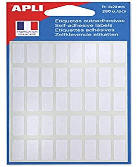 Apli 111917 - Pochette de 280 étiquettes blanches 8x20 mm