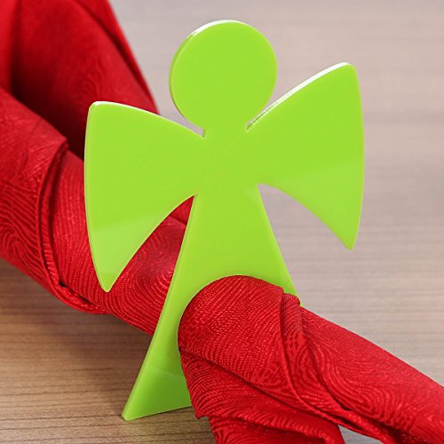 Bütic GmbH Plexiglas® 6er Sets Serviettenringe weiß grau Creme gelb grün Serviettenhalter, Motivauswahl:Engel - 6er Set, Farbauswahl:grün