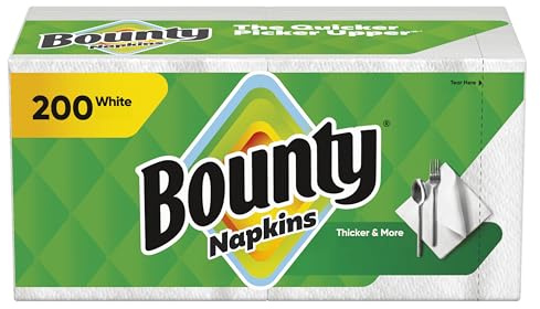 Bounty Paper Napkins, White, 200 Count, Packaging may vary