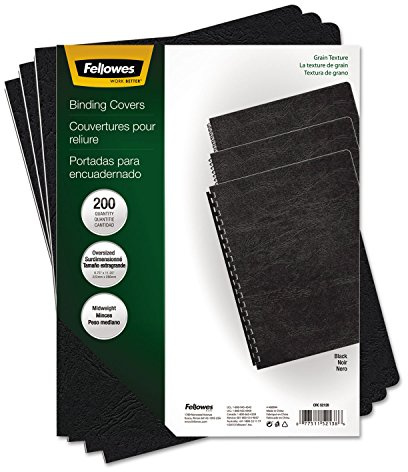 Fellowes Classic Grain Presentation Covers, Oversize, Black, 200 Pack (52138)