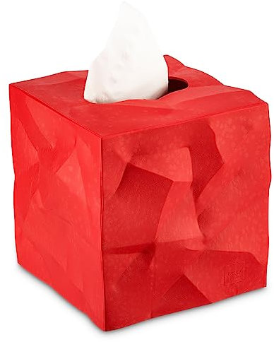 Essey Kosmetiktücher-Box Wipy Cube I, quadratischer Taschentuchspender, Design Taschentuchbox, rot, 13x13x13 cm