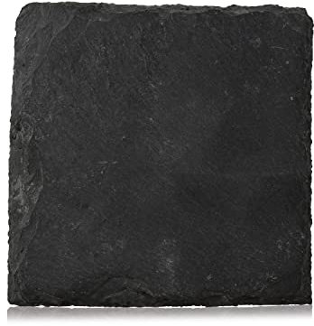 Boska Portavasos de Pizarra - Juego de 4 Platos - Pies Antideslizantes - Presentar Aperitivos y Postre - Negros - 10x10 cm