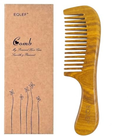 EQLEF Green sandalwood wide-tooth Natural comb, Large sandal wood comb anti static comb