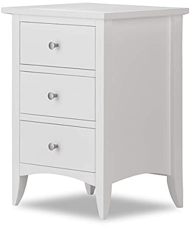 Edward Hopper white bedside table with 3 drawers, metal runners, dovetail joints, FULLY ASSEMBLED 45D x 36W x 61H cm