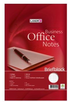 Landré Briefblock A4 kariert, 50 Blatt, 70 g/m² Paiper, gelocht, 10 Stück