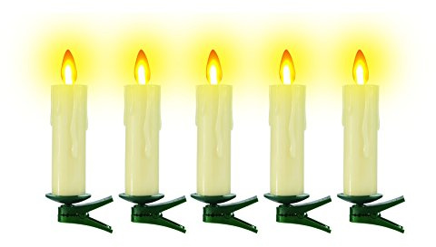 TV Unser Original 04477 - Velas led con pinza para árbol de Navidad (sin cable, 5 unidades), color blanco