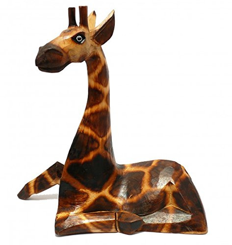 Woru Holz-Giraffe Deko-Giraffe, sitzend, 3 Größen erhältlich, Tierfigur aus Holz (20 cm)