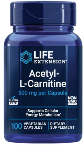 Life Extension Acetyl-L-Carnitin, 500 mg - 100 vKapseln | Gehirn-, Stimmungs- & Nervengesundheit plus Zellenergie, 3-Monats-Vorrat, glutenfrei, gentechnikfrei & vegetarische Formel