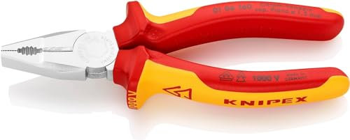 KNIPEX Kombizange Chrom-Vanadin isoliert mit Mehrkomponenten-Hüllen, VDE-geprüft verchromt 160 mm, 01 06 160
