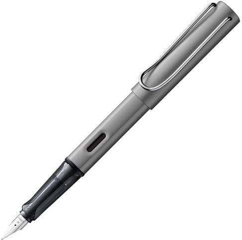 Lamy AL-star graphite Füller – Füllhalter mit ergonomischem Griff & polierter Stahlfeder in Strichbreite B – leichtes Aluminiumgehäuse – inkl. Tintenpatrone T 10 blau – Rechtshänder
