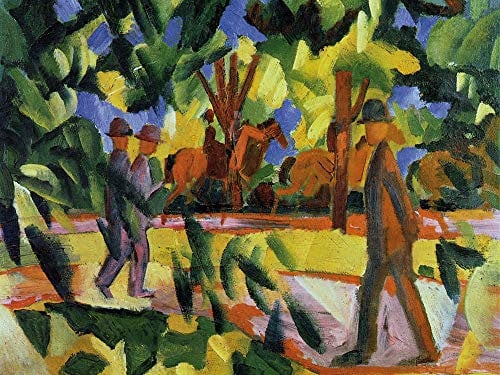 1art1 August Macke Poster Reiter Und Spaziergänger In Der Allee, 1914 Kunstdruck Bild 80x60 cm