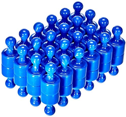 Blue Skittle Magnet for Fridge, Office, Whiteboard, Noticeboard, Filing Cabinet - 12mm dia x 21mm tall - Pack of 48