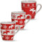 matches21 Tassen Becher 3-tlg. Set Kaffeetassen Elchdekor 10 cm 300 ml rot weiß Keramik