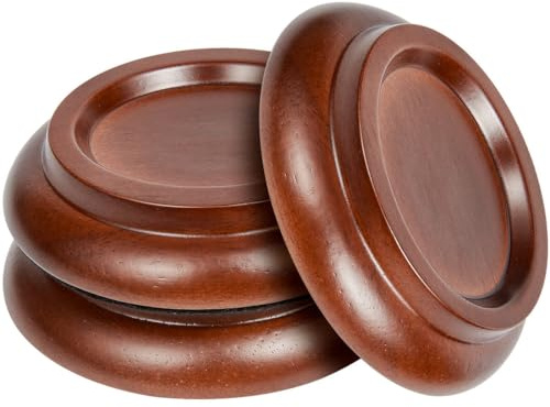 Sound harbor PA-20 Hardwood Material,Brown Color Piano Caster Cups, Grand Piano Caster Pads, Piano Leg Pad Size 5.0x4.0x3.0 inch (set of 3)