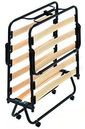 EVERGREENWEB Gästebett 80x190 Klappbett aus Stahlrahmen mit Lattenrost aus Buchenholz, Ortopädisch, 4 Kratzfeste abnehmbare Rädchen, Platzsparendes Bett, perfekt als Notbett, mit Sicherheitssperre