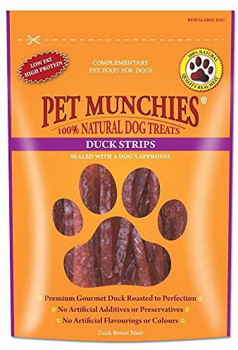 Pet Munchies Duck Strips Dog Treats, Premium Grain Free Dog Chews with Natural Real Meat, Low in Fat and High in Protein 90g (Pack of 8)