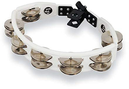 LP Latin Percussion LP162 Tambourin Cymbalettes Cyclop à droite acier inoxydable deux rangées Blanc