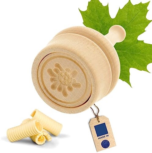 HOFMEISTER® Butter-Stempel, für 30 g Butter, 5 cm, Edelweiß, handgefertigt in Deutschland, Butter-Form zum Dekorieren, runde Durchstoß-Form, Butter-Model aus heimischem Ahorn-Holz
