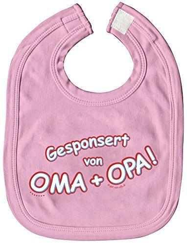 Fan-O-Menal Spucktuch Lätzchen Schlabberlatz Sabbertuch Baby-Lätzchen mit Druck gesponsert von Oma + Opa NEU (07027 rosa)