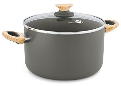 GreenPan Wood-BE CW001530-002 Faitout/Couvercle Verre/Aluminium Gris Quartz 20 cm