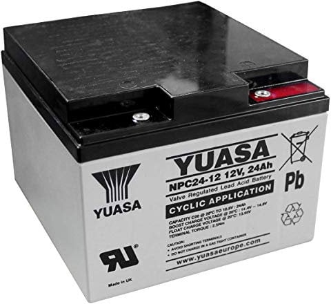 Yuasa NPC24-12 Sealed Lead Acid (VRLA) 24Ah 12V UPS Battery – Sealed Lead Acid (VRLA), Black, White, 24 Ah, 12 V, 1 Piece, 9 kg)