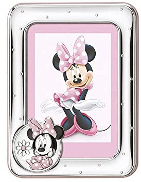 Disney Baby - Minnie Mouse - Bilderrahmen aus Silber für den Tisch oder Nachttisch für das Kinderzimmer Mädchen mit bunten Details