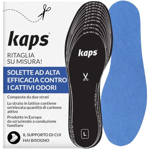 Kaps Odour Stop Strong – Semelles Intérieures Anti-Odeurs au Carbone Actif, Action Puissante Désodorisante, Toutes Tailles Disponibles, Ajustable à Découper