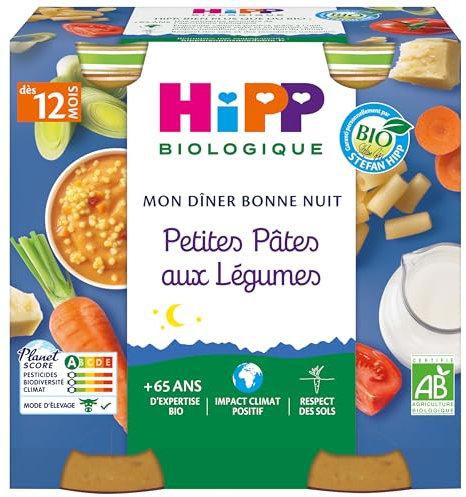 HiPP BIOLOGIQUE Bonne Nuit Petites Pâtes aux Légumes pots 2x250g