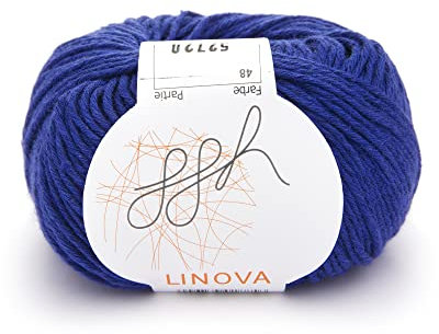 ggh Linova | Baumwolle mit Leinen Mischung | 50g Wolle zum Stricken oder Häkeln | Farbe 048 - Royalblau