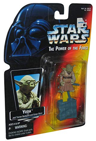 Hasbro / Kenner Yoda with Jedi Trainer Backpack and Gimer Stick! The Power of the Force