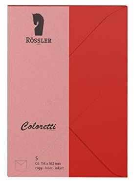 Rössler 220705526 - Coloretti Briefumschläge, 80 g/m², DIN C6, klatschmohn, 5 Stück