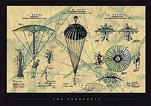 Buyartforless The Parachute Patent 24x18 Art Print Poster Skydiving Paraphernalia Design