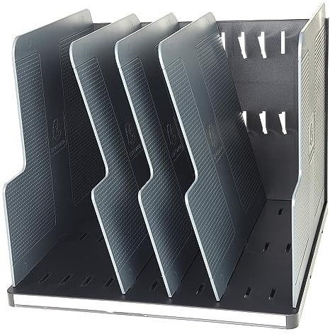 Exacompta 390714D Organizer Modulotop mit 5 Trennwänden aus Recycling-Kunstsoff für DIN A4 Dokumente schwarz|grau. Für Ordner Ringbücher Postmappen und Hefter Sorter Vertikal Blauer Engel