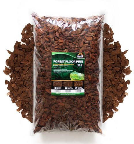Terra Exotica Forest Floor Pine 10/20 Liter in fein, mittel, grob - Pinienrinde als Einstreu für Terrarien - Terrarienbodengrund für Reptilien, Amphibien und Insekten (20 Liter, grob)