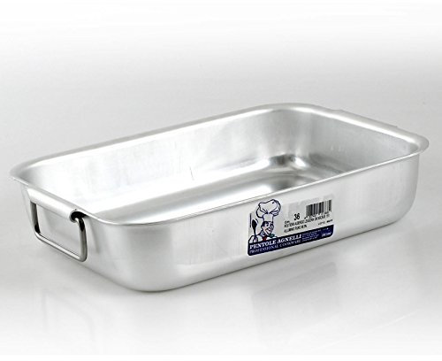 Pentole Agnelli ALMA15160 Rostiera Rettangolare Ad Angoli Tondi Mezzo Peso Spessore 3 Millimetri Serie Alta con Maniglie Snodate, Diametro 60X40 Cm