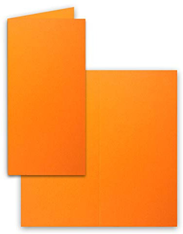 FarbenFroh by GUSTAV NEUSER 50x Falt-Karten DIN Lang - Orange (Orange) - 10,5 x 21 cm - Blanko Doppelkarten - Klappkarten für Einladungen und Grußkarten zu Weihnachten und Geburtstag