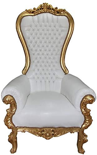 Casa Padrino Barock Thron Sessel Majestic Mod1 Weiß/Gold - Riesensessel -Thron Stuhl Tron