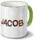 printplanet Tasse mit Namen Jacob - Motiv Schokoladenbuchstaben - Namenstasse, Kaffeebecher, Mug, Becher, Kaffeetasse - Farbe Grün