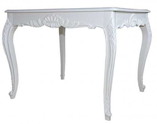 Casa Padrino Barock Esstisch Weiss 100 cm x 90 cm- Esszimmer Tisch