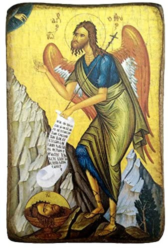 IconsGr Griechisch-orthodoxe Ikone des Heiligen Johannes des Täufers/A0, 9 cm x 7 cm, mehrfarbig