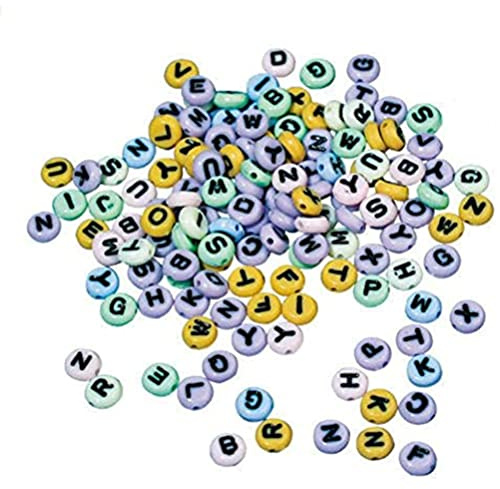 RAYHER 1610049 Plastik-Buchstaben-Perlen rund, 8 mm, Blisterkarte 40 g, gemischt