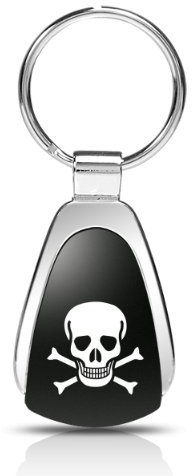 Skull Black Tear Drop Key Chain
