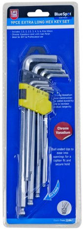Blue Spot 15362 Extra Long Hex Key Set (9 Pieces)