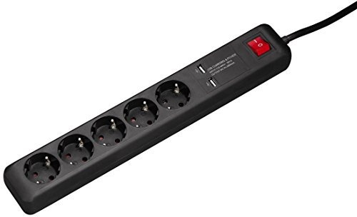Hama Steckdosenleiste 5-Fach mit 2 USB-Ladebuchsen für Tablets und Smartphones, Schalter und Kindersicherung, 1,5 m, weiß