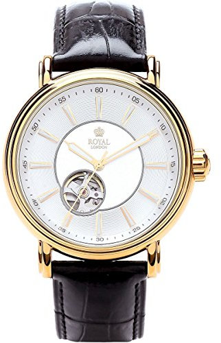 Royal London Gents Automatikuhr Herrenuhr Miyota schwarz Gold 41146-03