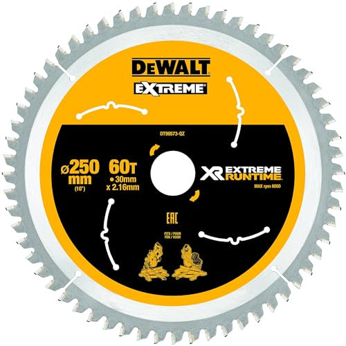 DEWALT DEWDT99573QZ Mitre Saw Blade, Black/Yellow, 250/30mm 60WZ/FZ